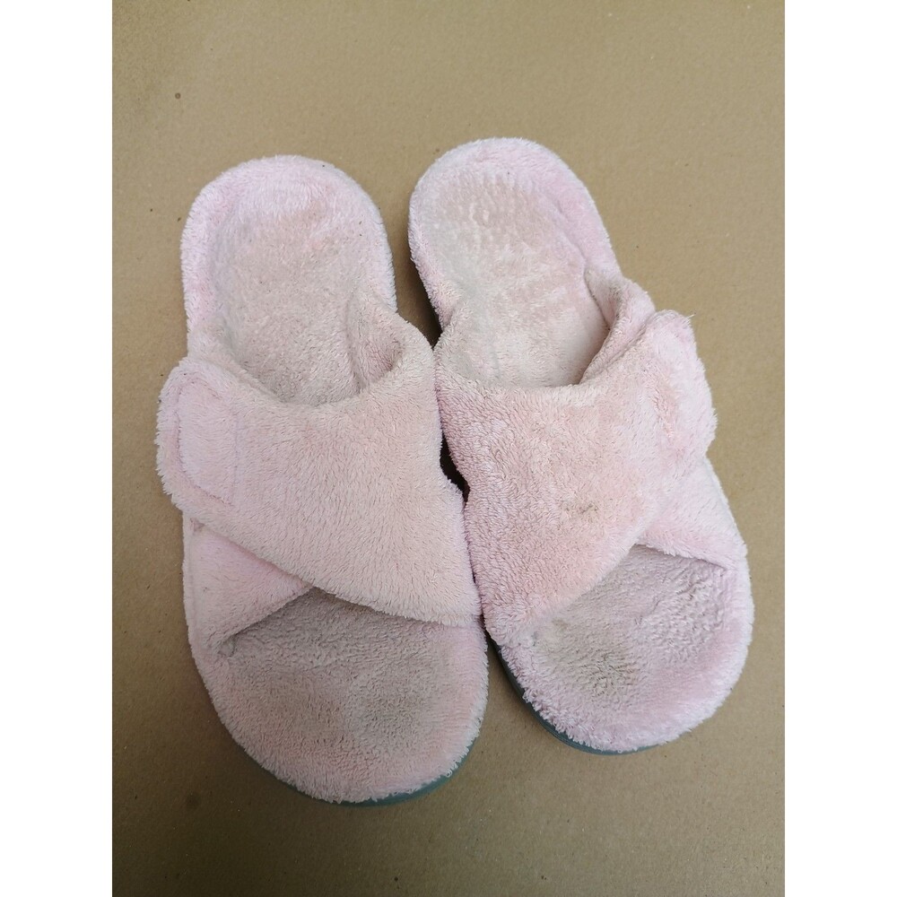 VIONIC Relax Orthoheel Fuzzy Slippers, Pink - Women's US Size 9 Arch Support